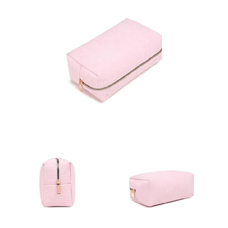 Corduroy Makeup Bag Large Capacity Cosmetic Pouch for Travel Office Daily Use