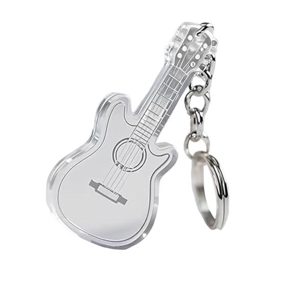 1/5Pcs Rose Guitar Keychain 2D Mini Guitar Charm Key Chain
