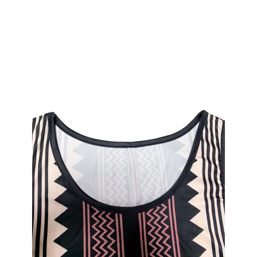 Women's Striped Print Short Tank Dresses Crew Neck Sleeveless Summer Bodycon Dress