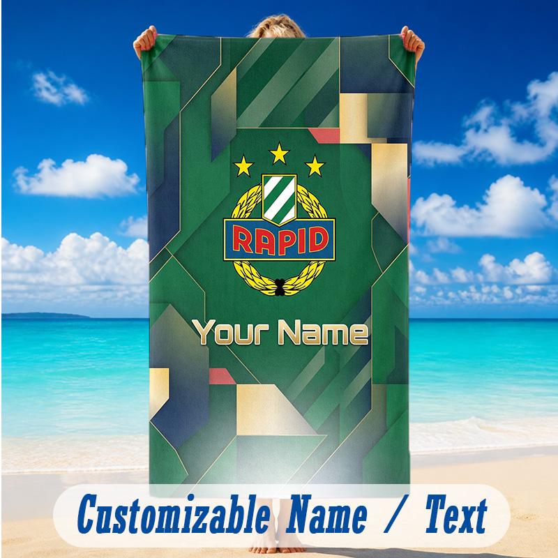 Beach Towel Custom Name Text, Quick Dry Large Towel For Beach HomeRapid Wien FC