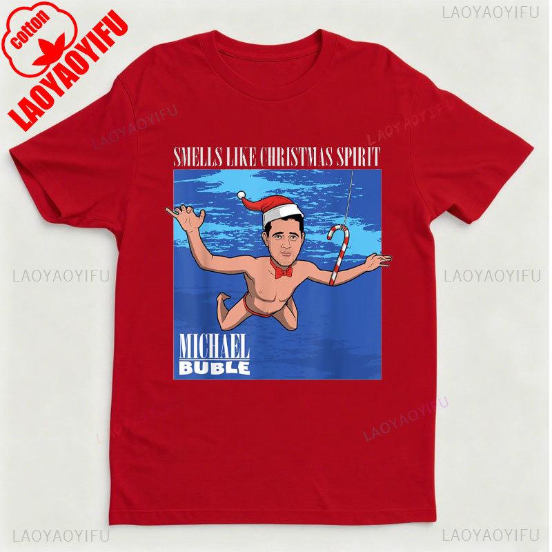 Michael Bublé Christmas Spirit Camiseta Blanco Adult Unisexs Graphic Tshirts Crewneck Regular Short Sleeve Street Fashion Tee S