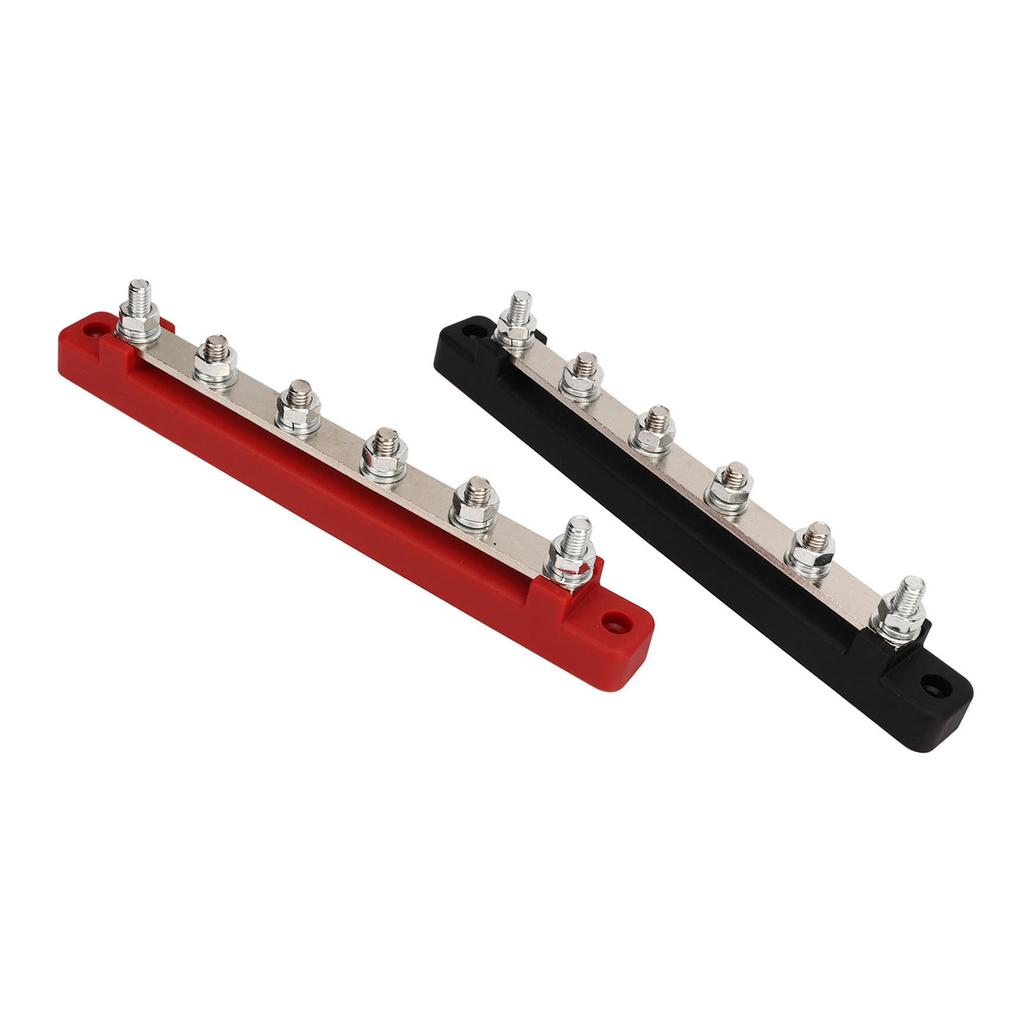 2Pcs DC12V‑48V 150A Power Distribution Block 6 Studs M6 Battery Bus Bar for Car RV Yacht Boat Black 