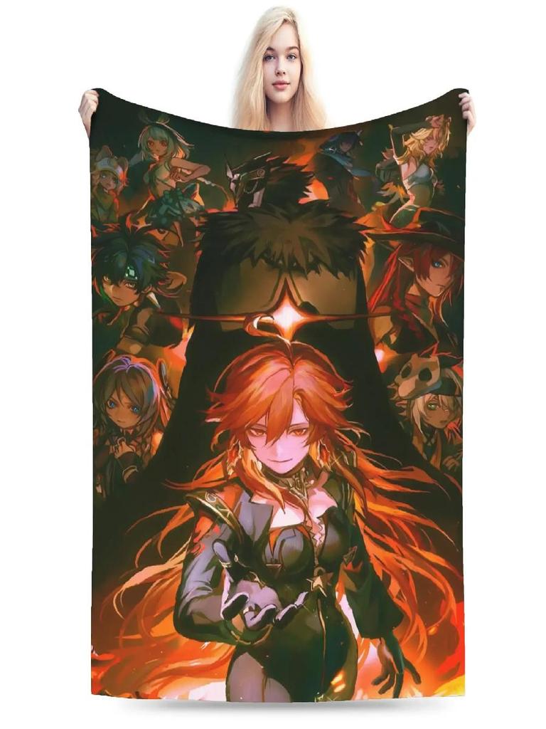Mavuika Genshin Impact Cartoon Flannel Blanket Soft Warm Throw for Sofa Couch Bed Chair Home Decor