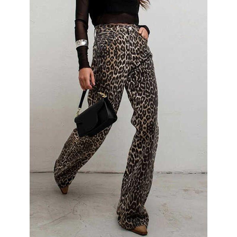 Leopard Print Casual Pants Fashion Sexy Street Style High Waist Straight-leg Leopard Print Casual Pants