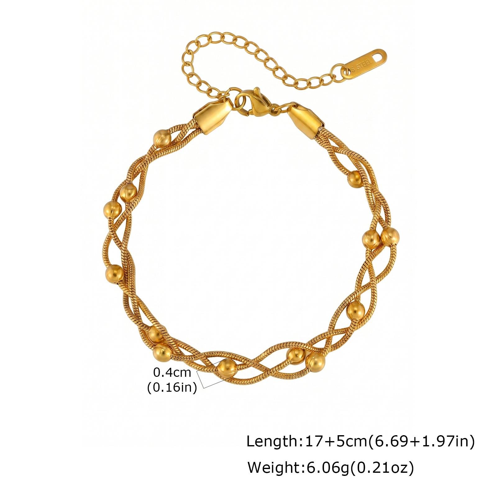 Multi Strand Snake Chain Necklace for Women Chic Round Bead Stainless Steel Party Jewelry Tarnish Resistant Layered Jewelry