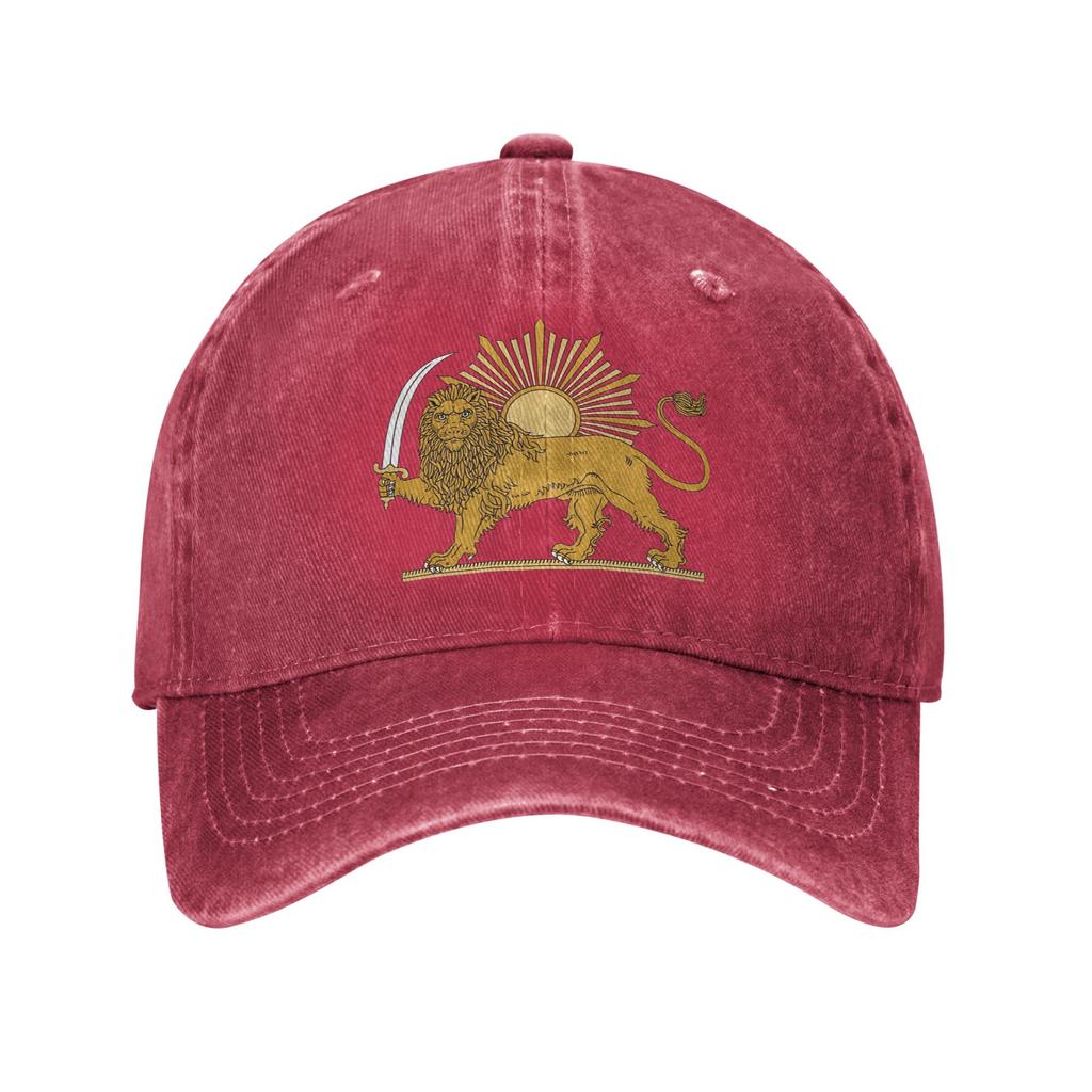 Emblema Persiano Leone e Sole Cappellino da Baseball Lavato y2k Carino Sole Hip Hop Cappelli Estivi Unisex-Adolescenti Corsa Hippie Cappellini da Baseball