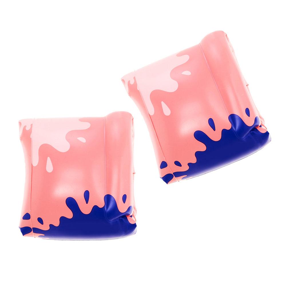 Swimming Arm Float PVC Inflatable Rollup Armband Ring Floater Sleeve for Adult Kid Beginner Pink