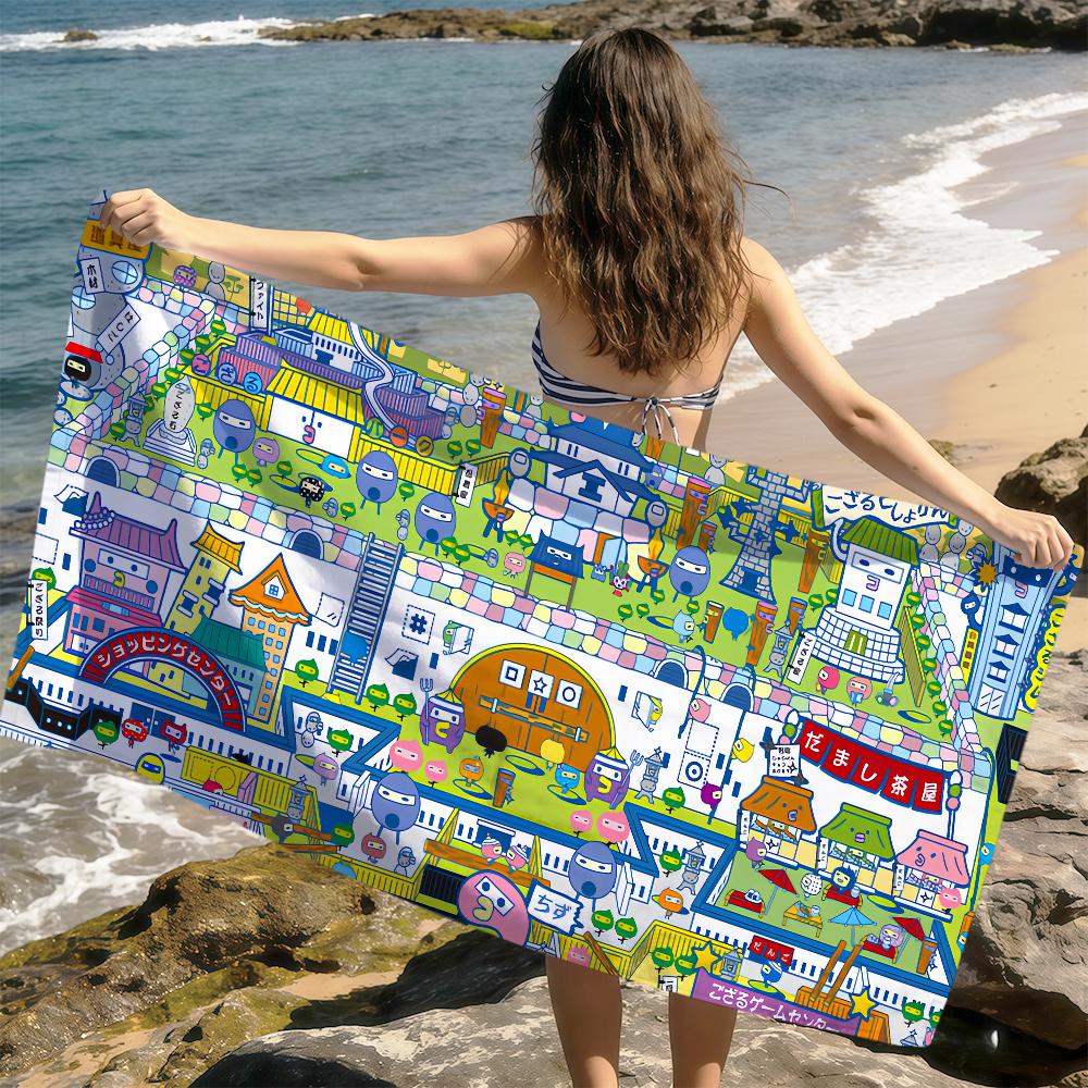 cute funny face t-tamagotchi kuchipatchi mametchi soft Dry Beach Towels Trip Towel swim Summer Holiday bathing Pool Camp Gift