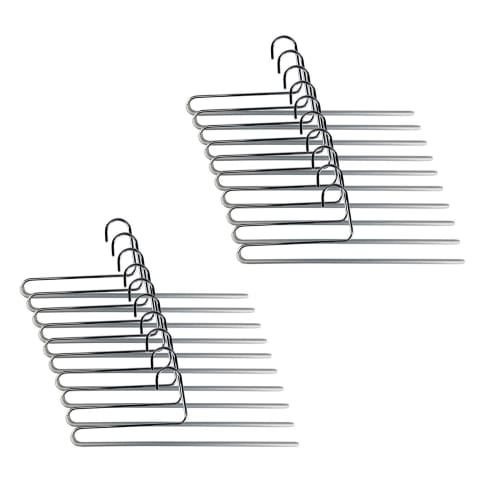 MAWA No-Slip Hangers, Made in Germany, for Pants, Long Skirts, and Stoles, Single, Silver, MAWA KH35U Silver (Pack of 20)