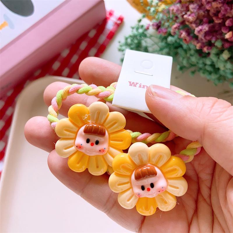 2PCS New Lovely Colorful Flowers Girls Elastic Hair Bands Kids Princess Hair Accessories Children Hair Ties Baby Headwear