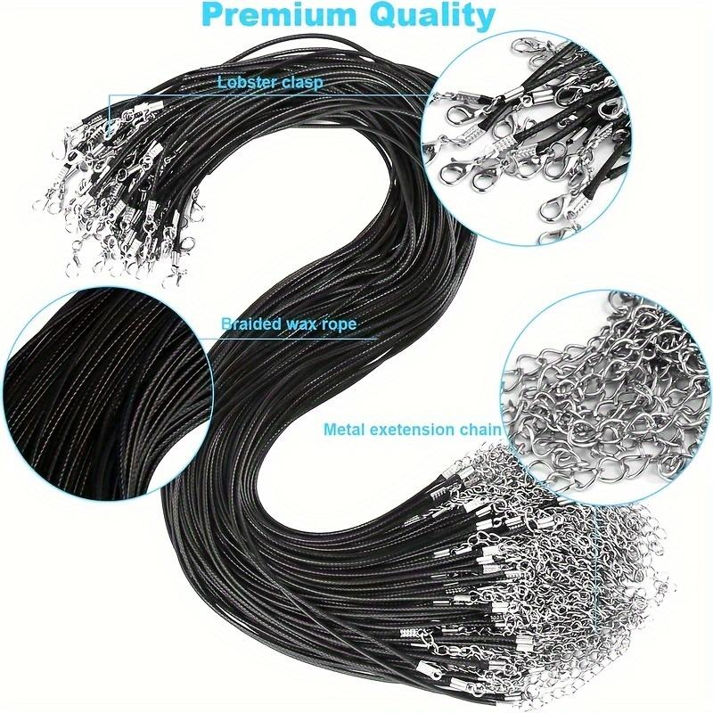 100 Strands Black Leather Necklace Ropes with Buckles - High-Quality Waxed Cords for Pendants, Bracelets & Jewelry Making