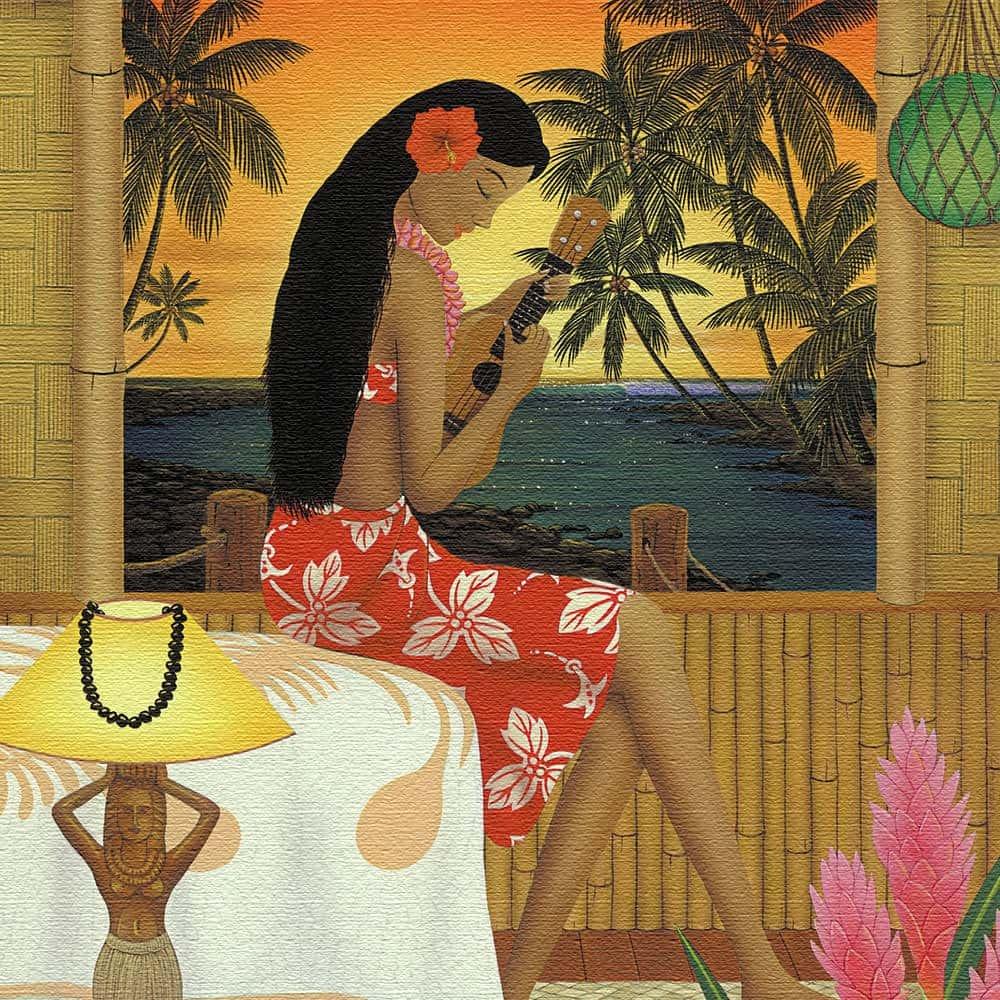 Art Deli Hiro Kume Hawaiian Fabric Wall Art Panel hrk-0003-L, 57 x 57 cm