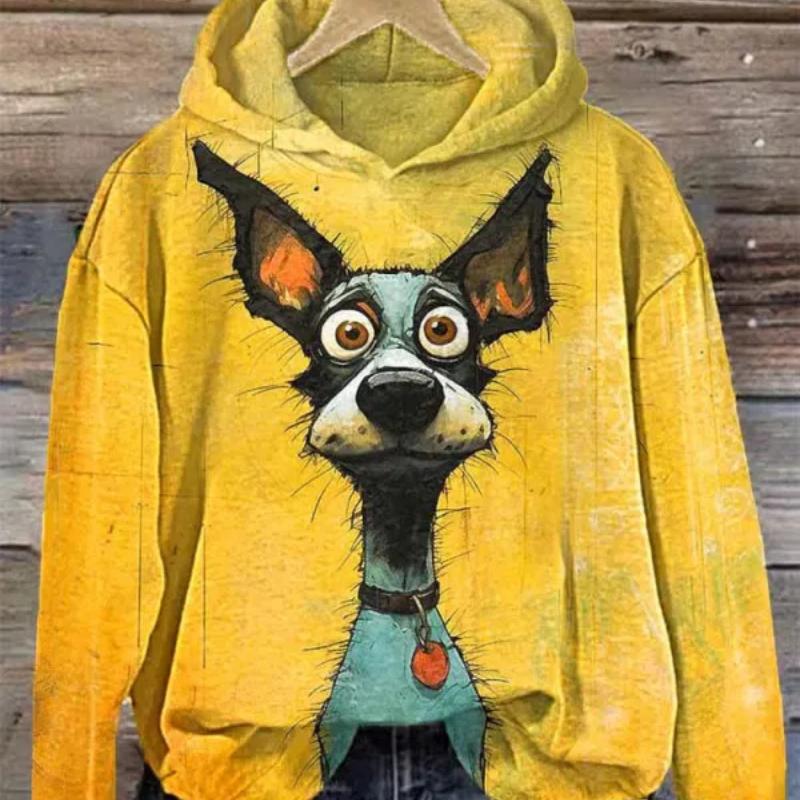 

Зимний женский свитер с принтом щенка Kawaii, повседневная уличная толстовка с капюшоном, женская одежда в стиле хип-хоп, модный пуловер с круглым вырезом, блузка, новинка L