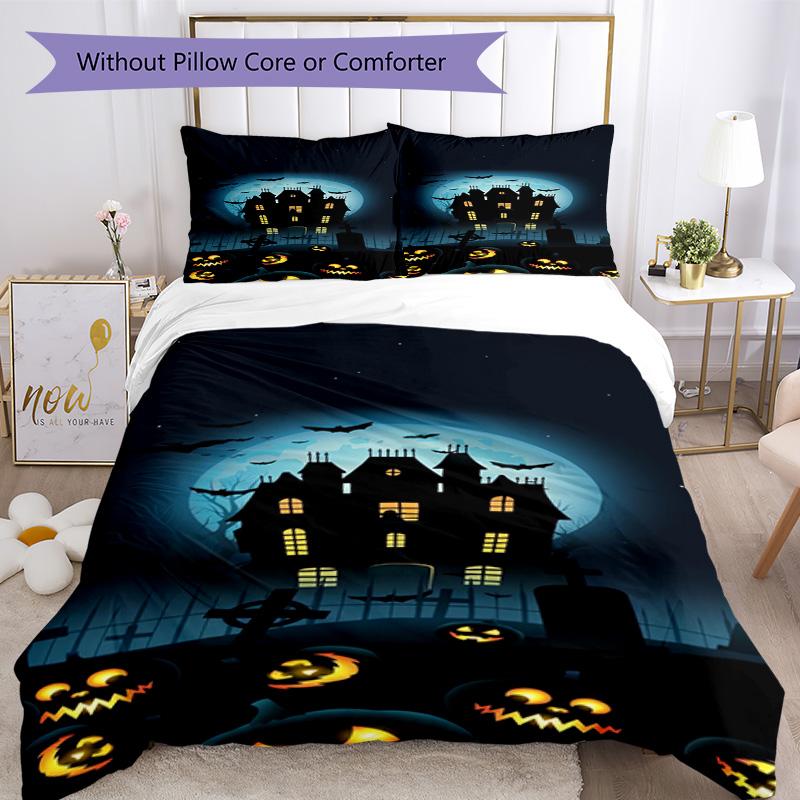 Halloween Bedding Set Breathable Duvet Cover with Pillowcases Decorative Bed Linen for Bedroom Home Decoration Birthday Gift