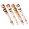 10-In-1 Retractable Ballpoint Pen Cartoon Bear Colored Pen 0.5MM Fine Point Smooth Writing Colorful Ball Pen Students School Office Supplies