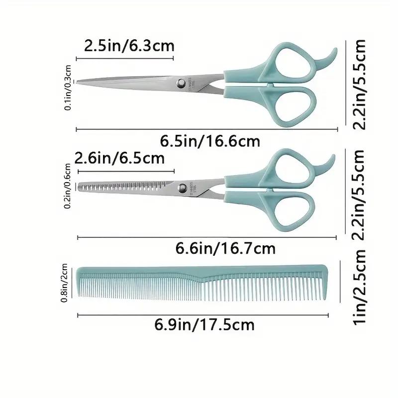 3PCS Haircutting Scissors Professional Hair Trimmer Thin Tooth Trimmer Flat Trimmer Home Haircutting Scissors Set Hair Trimmer