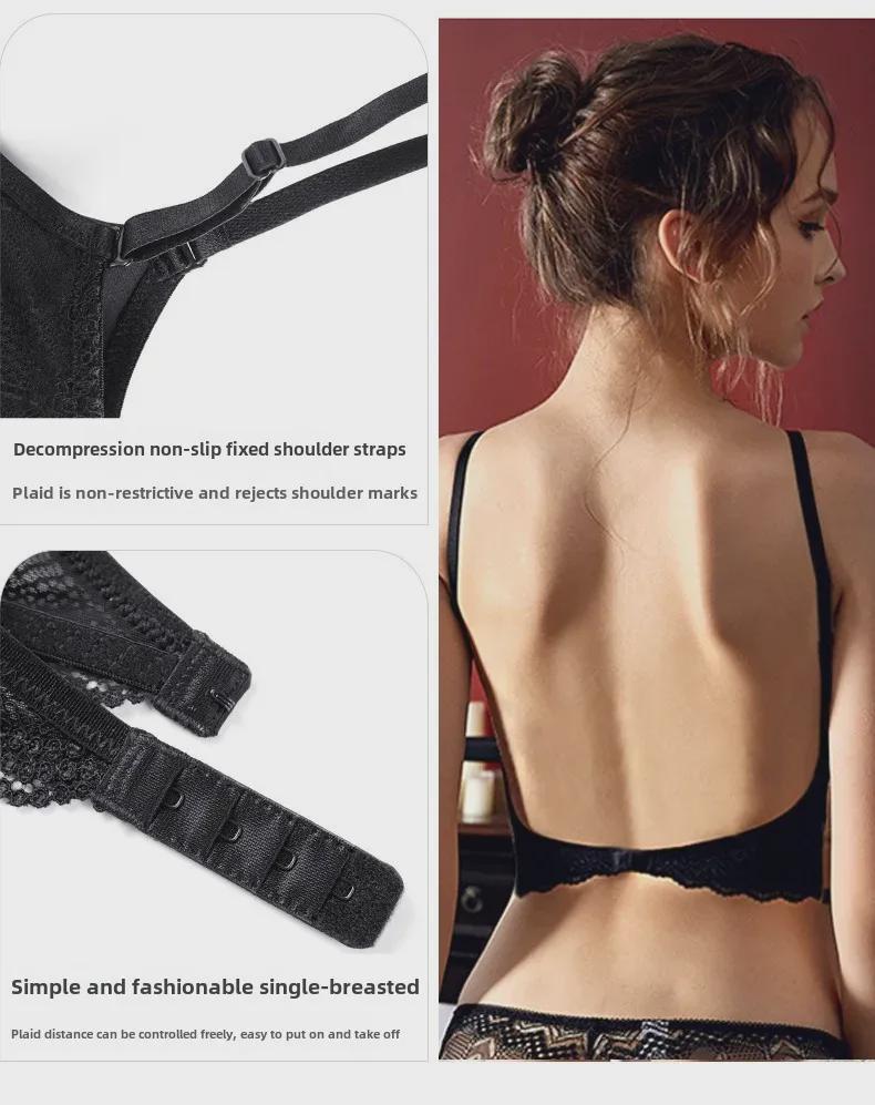 European & American Sexy Backless Bra Set: U-Shaped, Small Chest, Gathered Effect