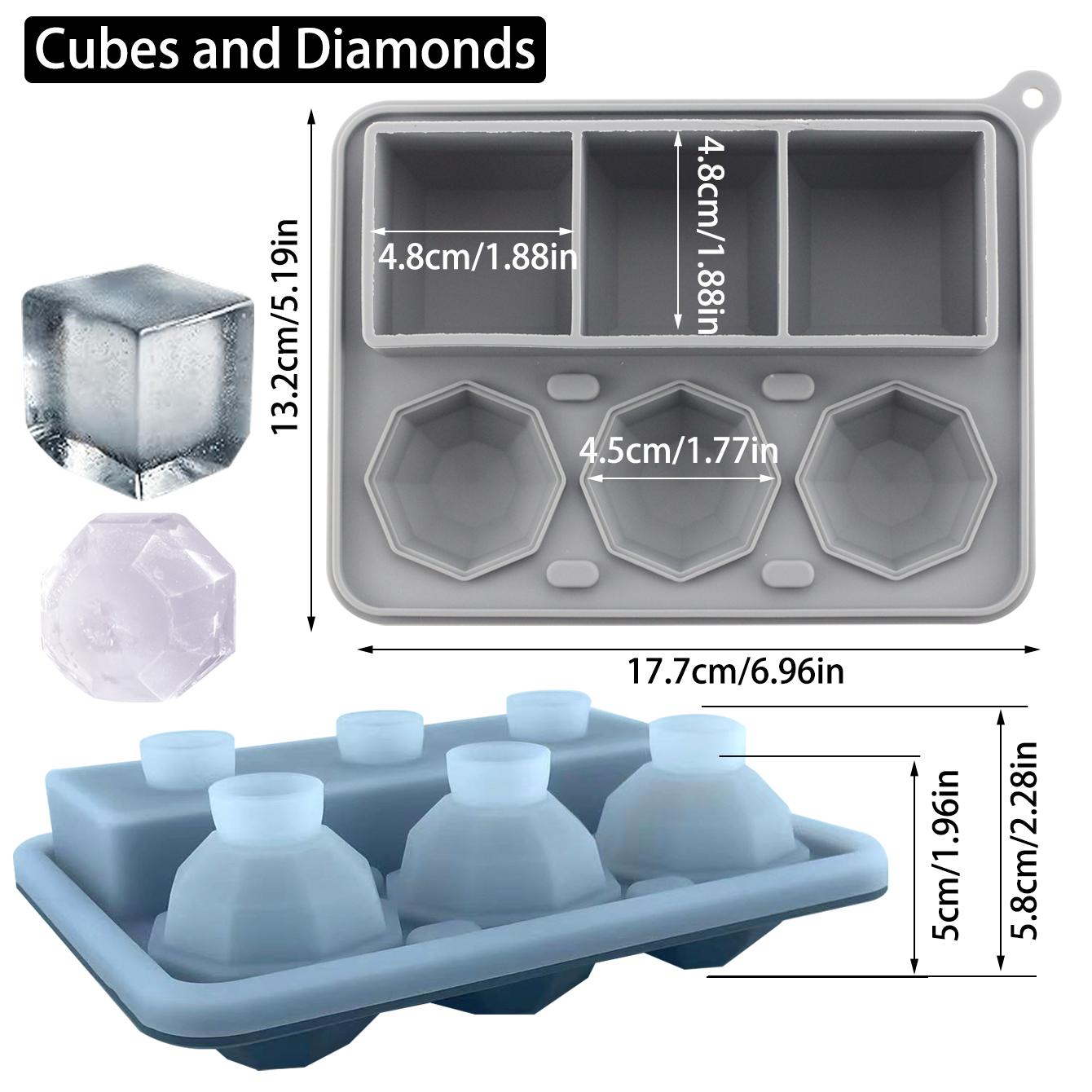 Silicone Mold Ice Cube Tray With Covers Ice Cube Molds Rose heart,Diamond Ice Cube Maker Mold For Cocktails Drinks Whiskey