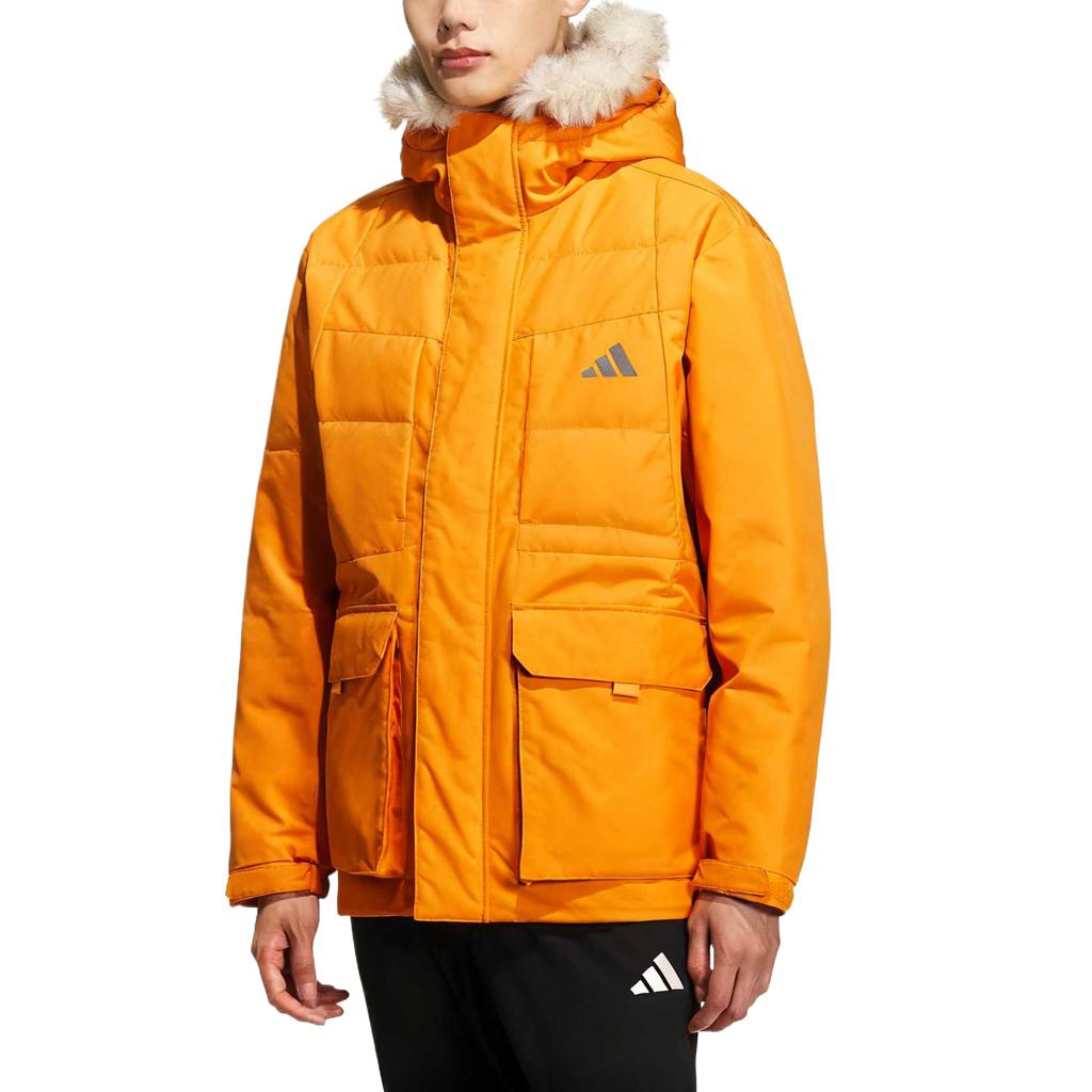 Adidas Fur Parka Down Solid Color Woven Hooded Down Jacket Men Outerwear KQ5512