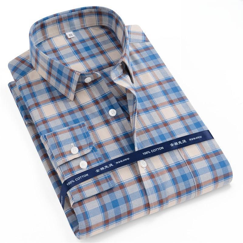 New 100% Pure Cotton Shirts Oxford Men Solid Color Shirt Long Sleeve Regular Fit Men Pocket Casual Autumn Male Shirt 7XL 8XL