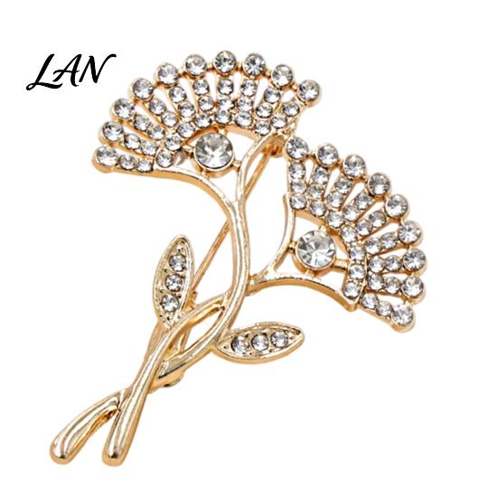 Nature Inspired Pin Rhinestone Ginkgo Leaf Brooch, Sparkling Lapel for Men Women, Non-fading Brooch Decorative Badge Clothes Bag Hat Scarf Suits