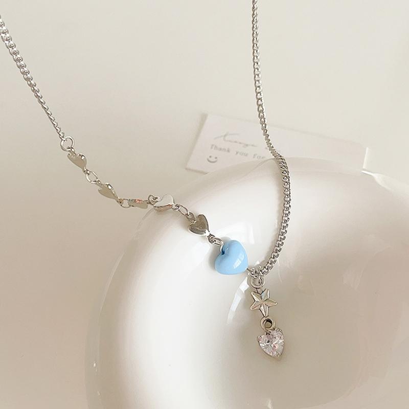 Süße Coole Zirkon Herz Anhänger Halskette Metall Herz Choker Mode Halskette Elegante Schlüsselbein Kette Y2K Schmuck