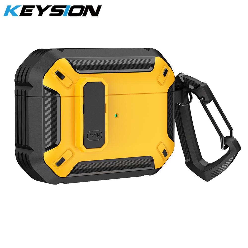 KEYSION Luxury Protective Earphone Case for AirPods Pro 3 2025 Soft TPU+PC Shockproof Cover With Switch Lock Mountaineering Hook