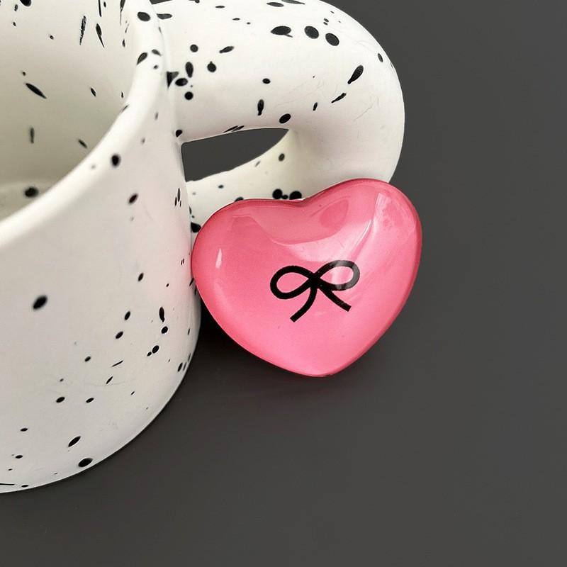 Bow Crystal Glass Heart-shaped Phone Airbag Holder Korean Ins Style Adhesive Retractable Lazy Person Watching Drama