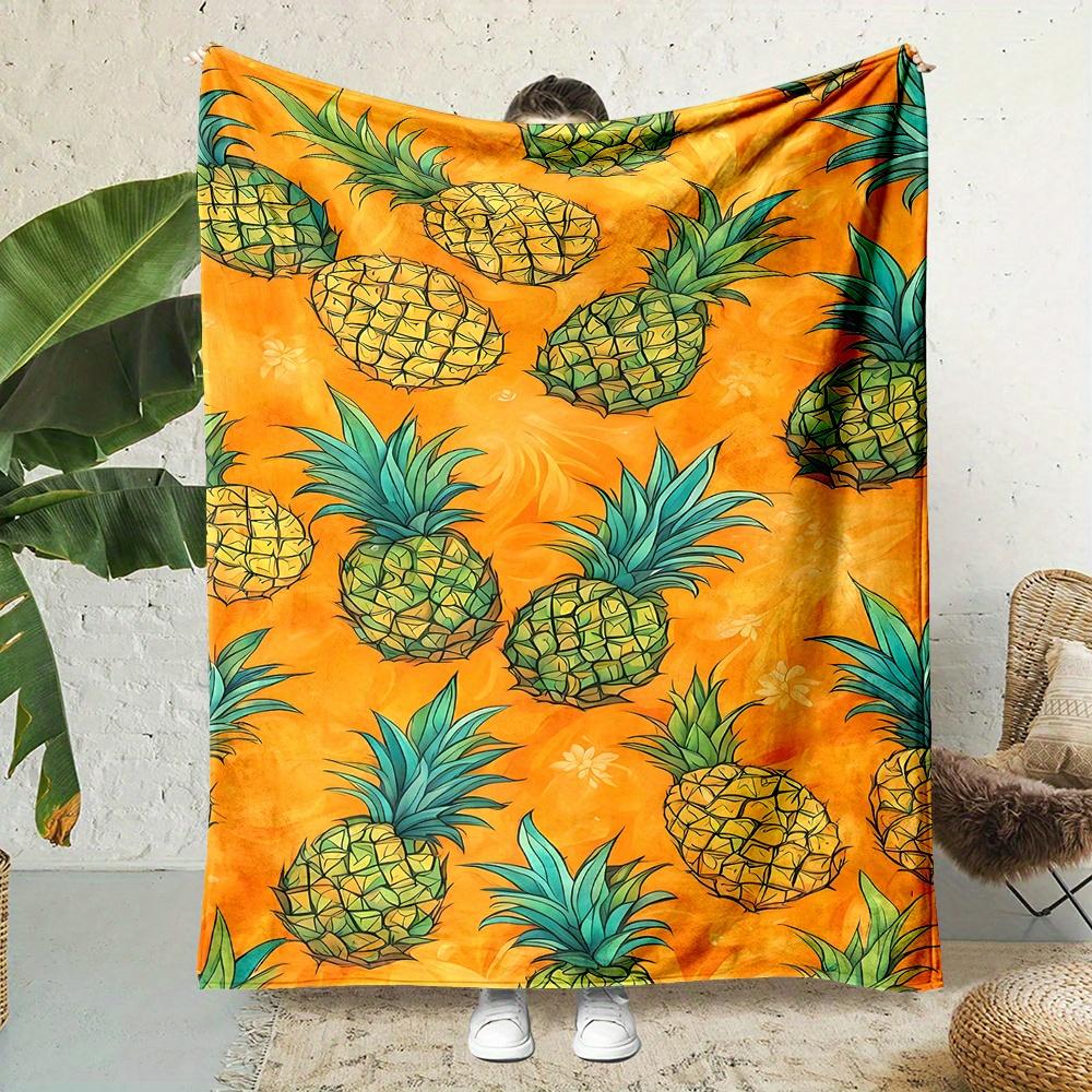 

Pineapple cartoonthemed pattern Flannel printed blanket suitable for all seasons suitable for living room office sofa travel 75x100cm
