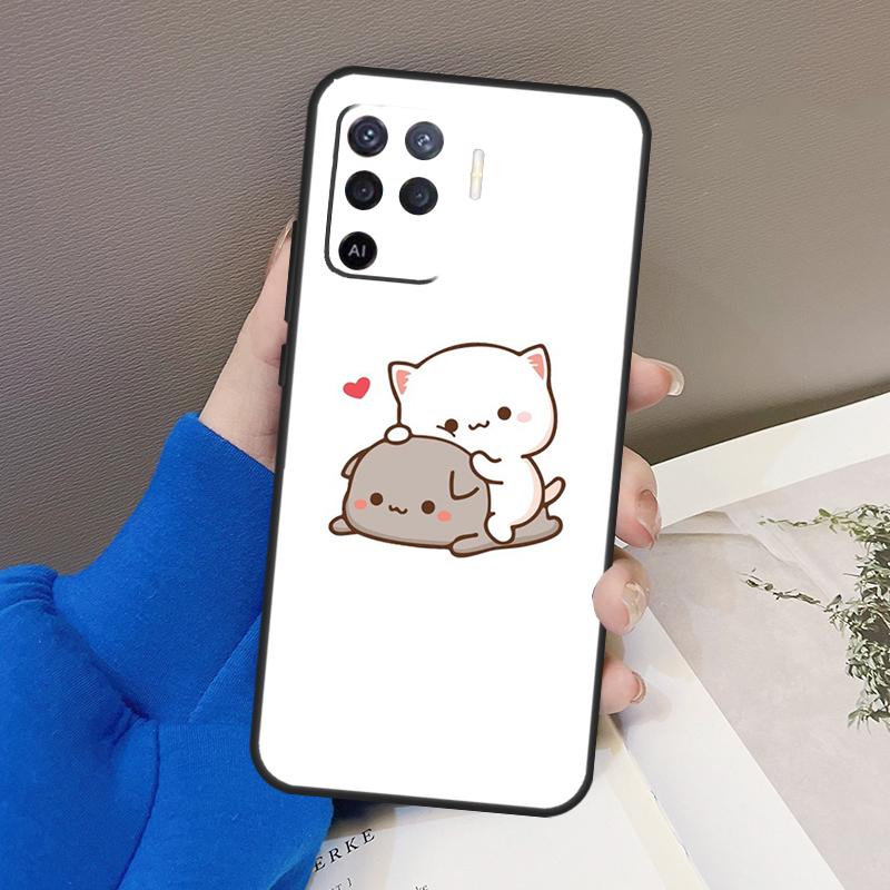 Peach Cat For OPPO Find X3 X5 Pro A9 A5 A31 2020 A15 A16 A52 A72 A1K A83 A91 A54 A74 A94 A53S Case