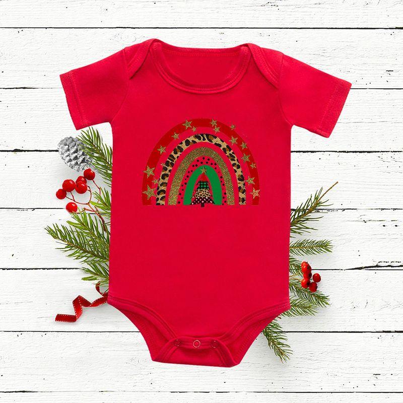 Red Deer Baby One-Piece Romper Baby Bodysuit Short Sleeve Christmas Festival Holiday Children Red One-Piece Romper Tops
