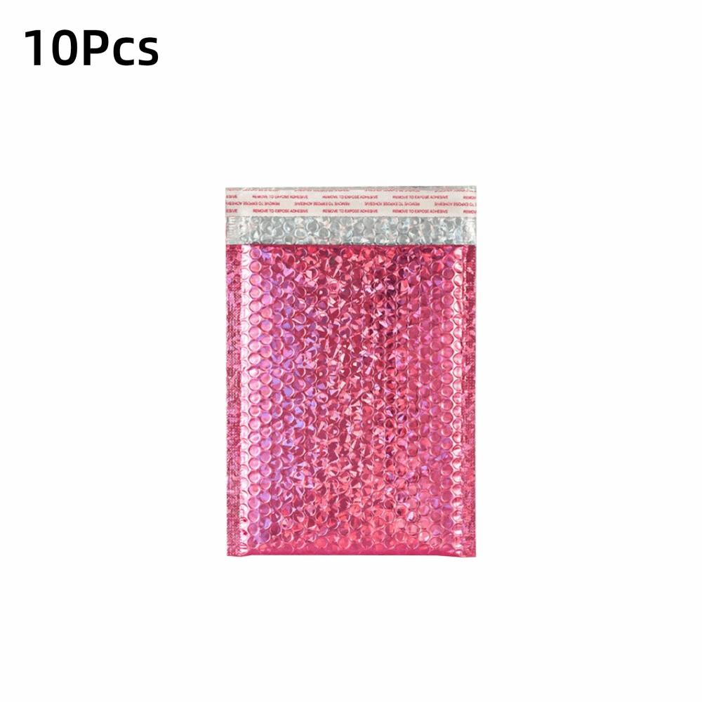 

10Pcs Pearlescent Film Holographic Shipping Bags Waterproof Foam Envelope Durable Shipping Bags Rose Red