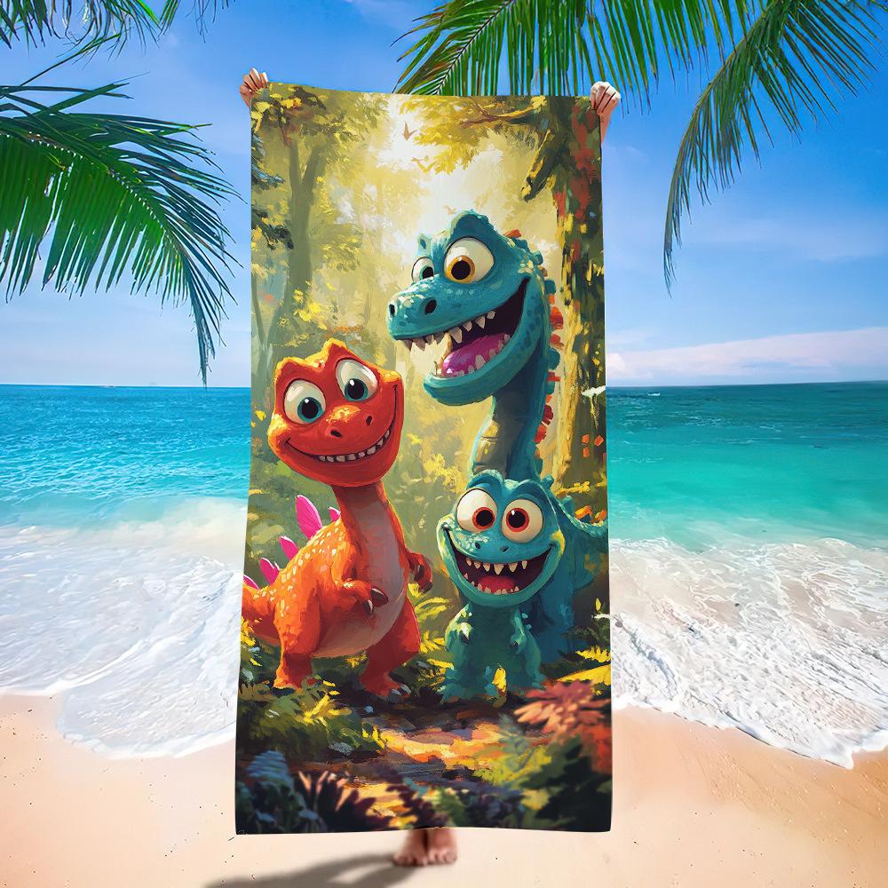 Asciugamano da Spiaggia Cartone Animato Piccolo Dinosauro Europeo e Americano Fabbrica di Stampa Digitale Asciugamano da Bagno Stampa Giocattoli Microfibra Bambini