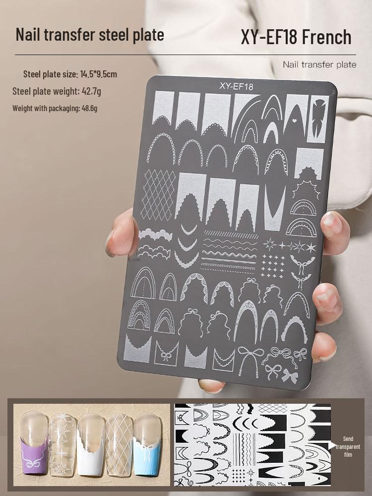 Nail Art Stamping Plates - Star, Polka Dot, Lines, Grid Lace Textures