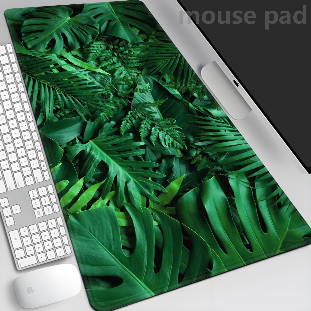 Green Tropical Plants Desk Mat Mousepad Computer Deskmat x Mouse Pad Kawaii Office Accessories Pc Table Rug Xxl Mouse Mats