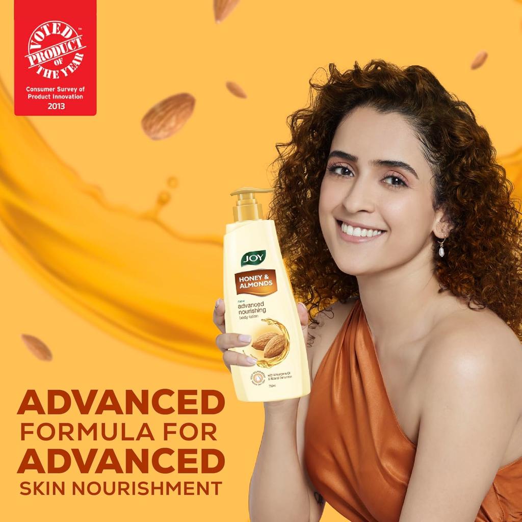 Joy Honey & Almonds Advanced Nourishing Body Lotion 750 ml Lightweight Moisturizer for Normal to Dry Skin