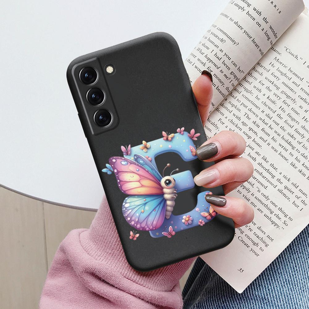 Phone Case Women For Samsung Galaxy S21 FE S22 Plus Girls Bumper Cover Colorful Letter Flower Butterfly Love samsang s22 Ultra