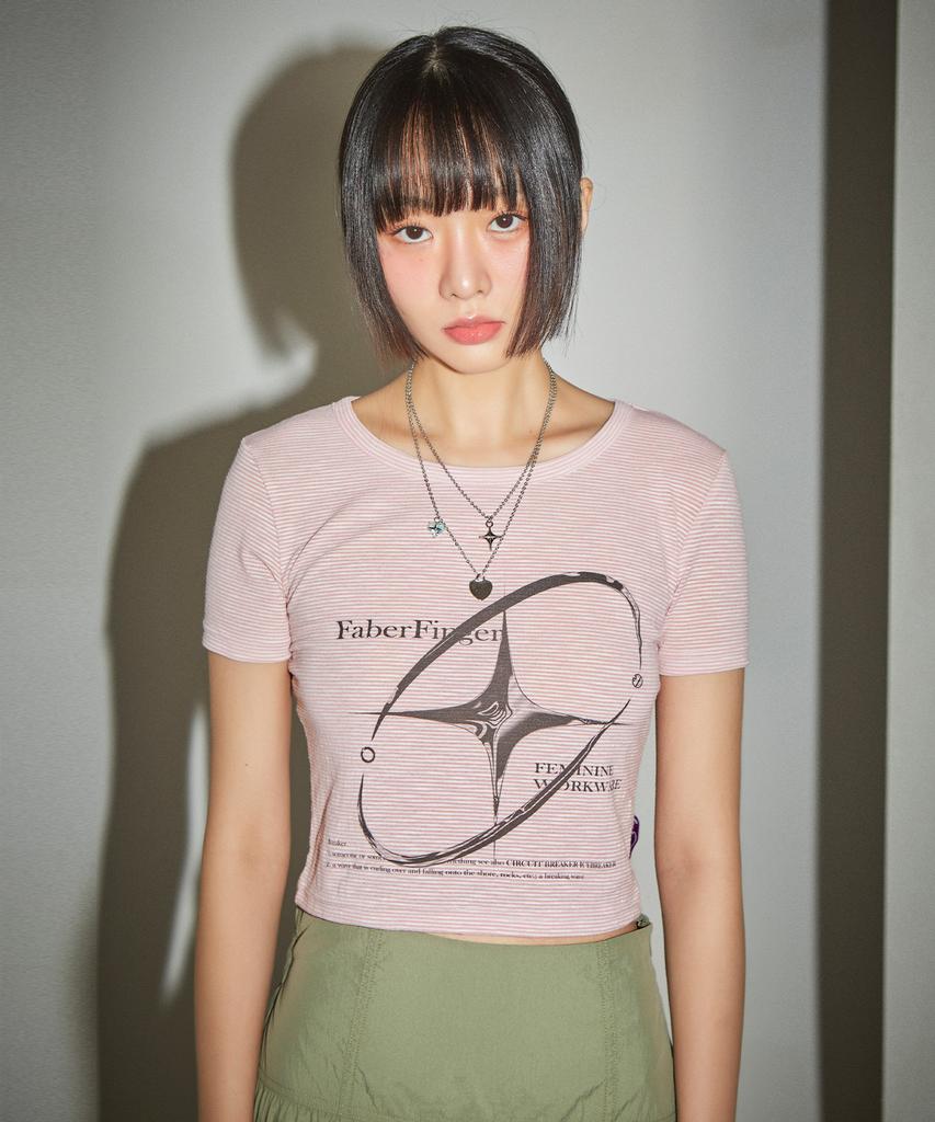Pabeleupinggeo Signature Glitter Printing T-Shirt (Pink)