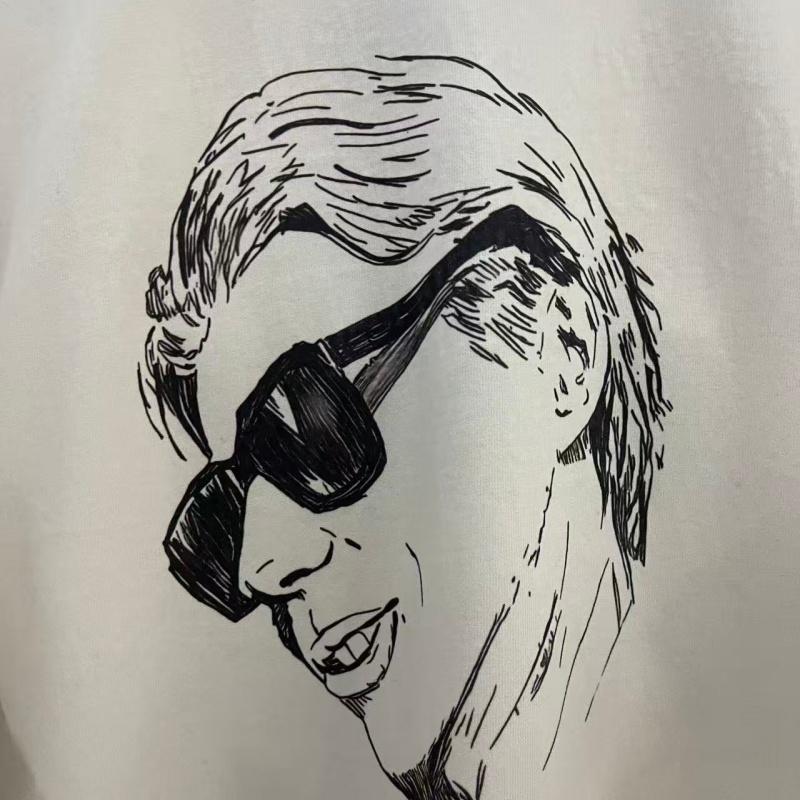 Men Y2K Rhinestone Short Sleeve T-Shirt Oversized Ripped Vintage Photo Street Tee