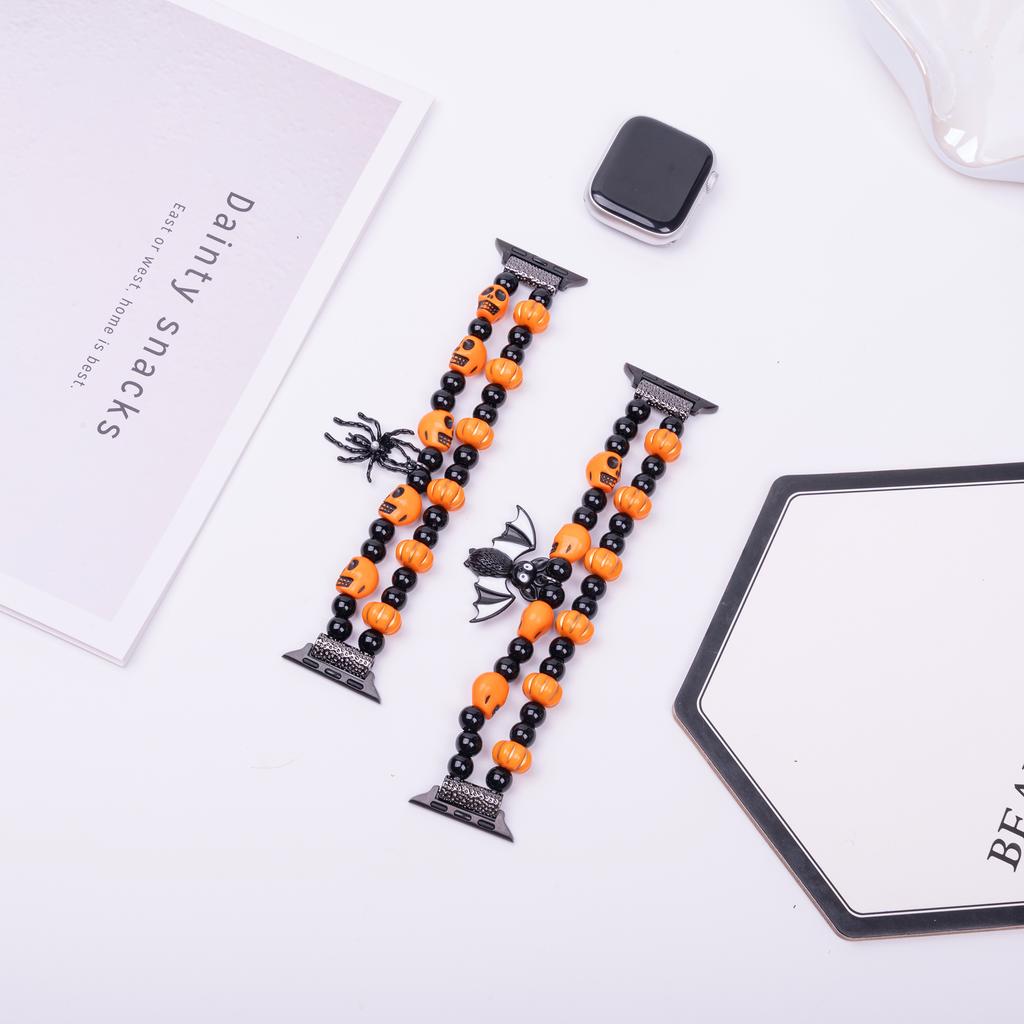 Halloween Spider/Bat Beaded Strap for Apple Watch 10 46mm/Ultra 2/Ultra 49mm/9 8 7 45mm/SE (2023) SE (2022) SE 6 5 4 44mm/3 2 1 42mm