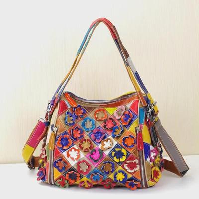 Borsa a mano da donna in vera pelle: Pelle di Vacchetta di Primo Strato Fatta a Mano, Borsa Messenger a Contrasto di Colore
