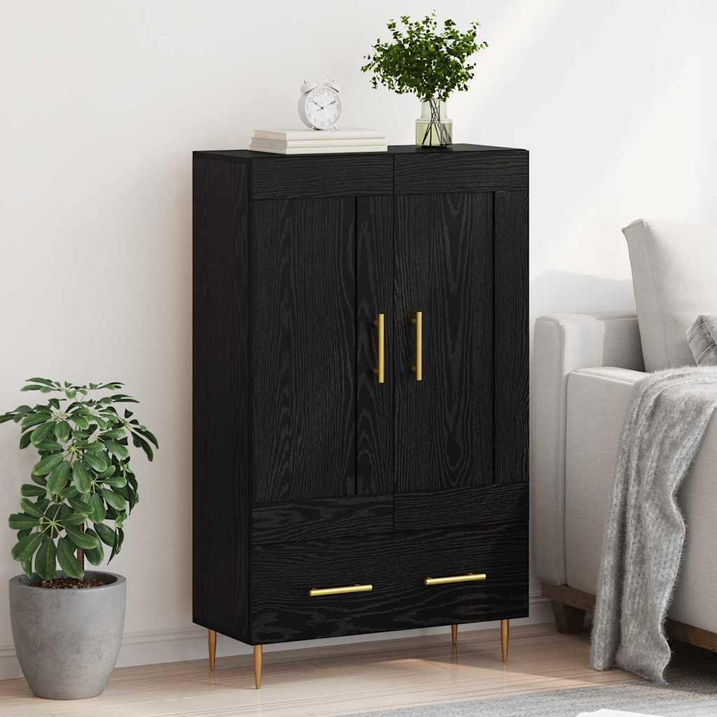 Highboard in Black Oak Look 69.5 x 31 x 115 cm Engineered Wood
