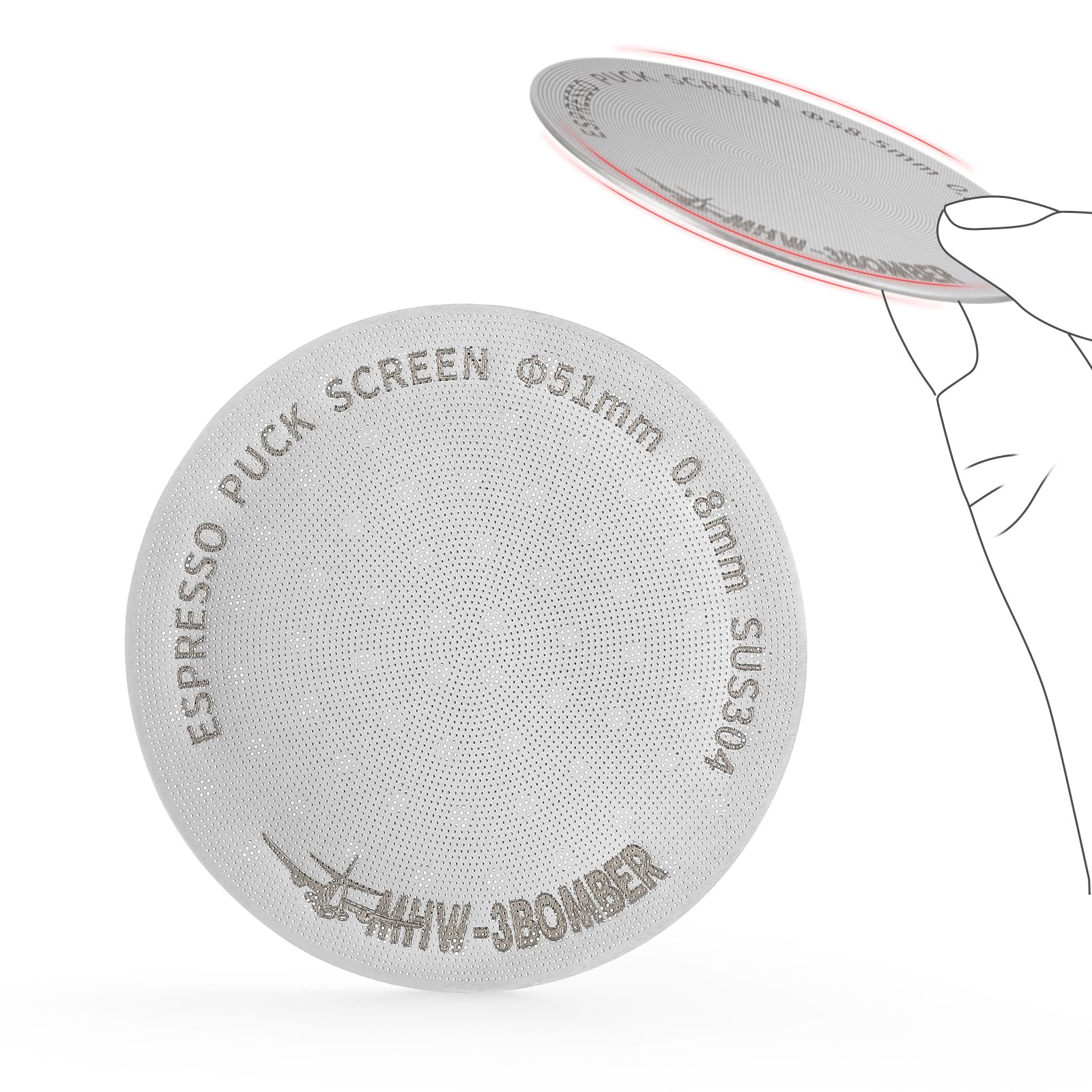 

51mm Espresso Reusable Portafilter Basket with 304 Stainless Steel Espresso Pack MHW-3BOMBER Filter, 0.8mm Thick, Double-Screen Screen, FG5580S-OS