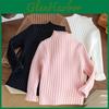Half Sweaters High Neck Baby Autumn Winter Kids Boys Girls Long Sleeve Pure Color Knit Sweater Baby Kids Boys Girls Pullover Sweatersdershirt