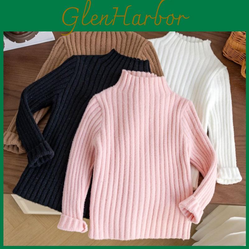 Half Sweaters High Neck Baby Autumn Winter Kids Boys Girls Long Sleeve Pure Color Knit Sweater Baby Kids Boys Girls Pullover Sweatersdershirt