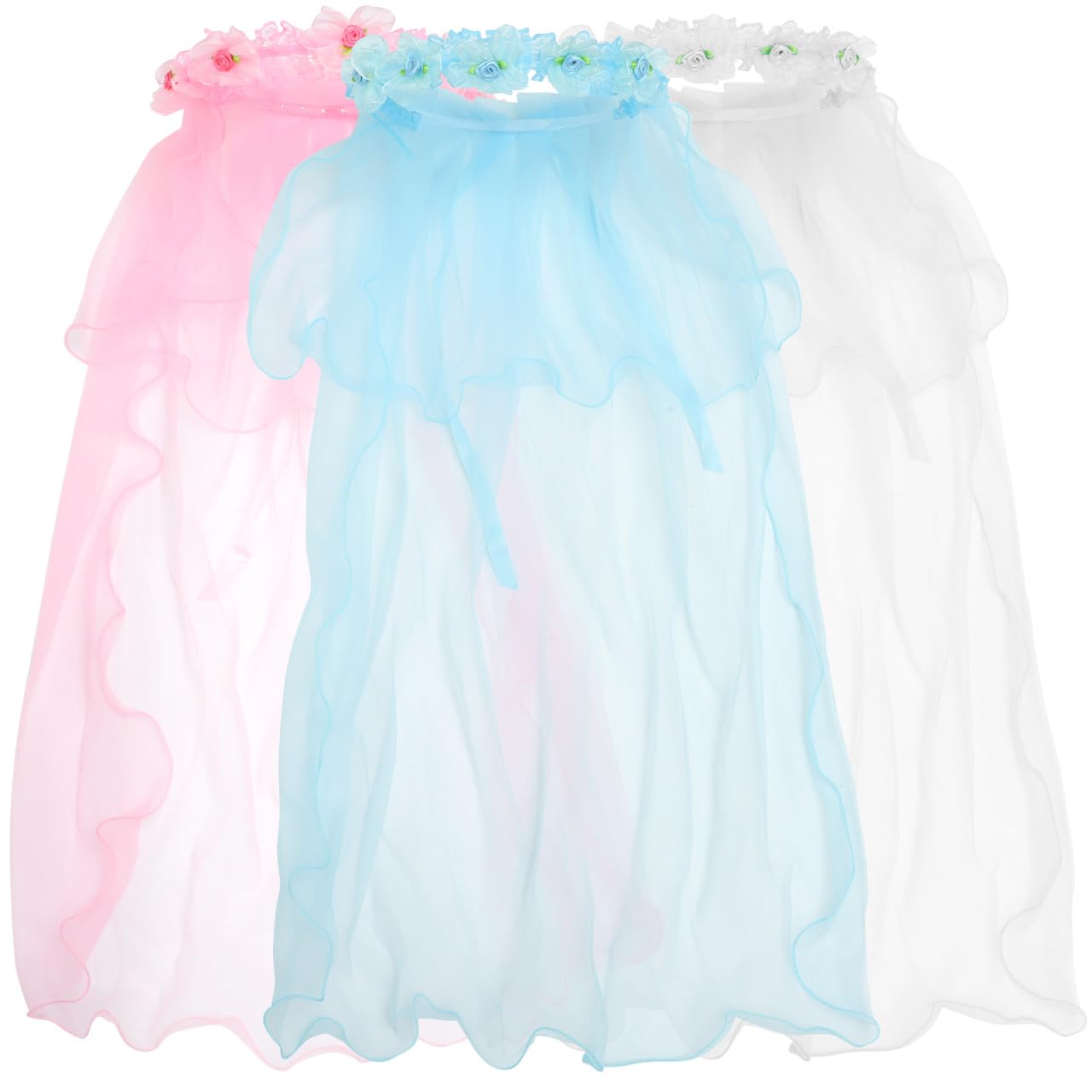 

FRCOLOR 3 шт. Венок для волос для девочек, фата для детей, венок для девочек, фата для свадьбы, головной убор принцессы с фатой, повязка на голову принцессы, фата на день рождения для девочек, фата для девочек