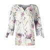 Women's Loose Casual Three-quarter Sleeves V-neck Lace Floral Print T-shirt Top