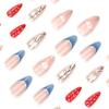 24 Pieces Semi-handmade Metallic Manicure French Wearing Nail Piece Red Solid Color Nail Patch 3D Nail Piece