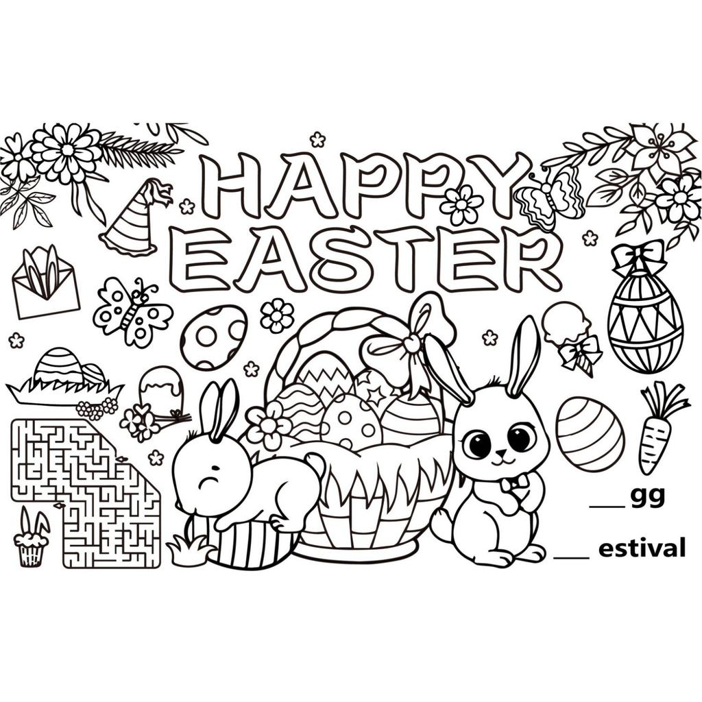 Easter Egg Children's Paper Placemats, Holiday Decoration Items, Disposable Paper Table MATS.