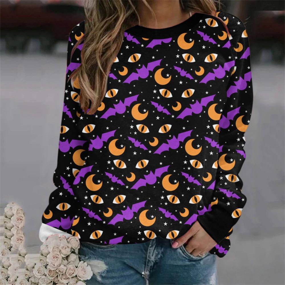 

Модная женская футболка с длинным рукавом и круглым вырезом с 3D цифровым принтом в виде призрака на Хэллоуин 5XL